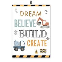 Cartoon Forklift Excavator Car Mud Truck Nursery Wall Art Children's Posters And Prints For Baby Kids Room Decor Canvas Painting 21cm×30cm NoFrame
