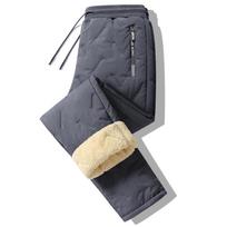 Men's Thick Plush Lambskin Sweatpants - Autumn & Winter Warm, Large Size, Loose Fit Casual Sports Pants L 80-105 jin