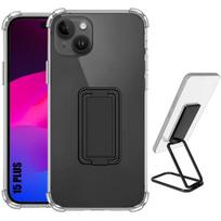 Case for iPhone 15 Plus - Silicone - Transparent - Shockproof - Adjustable Stand - Flexible skaidri
