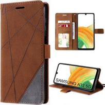 Protective case for Samsung Galaxy A33 5G - BOOLING - Shockproof with Bill Storage - Soft PU Leather Brown ruda