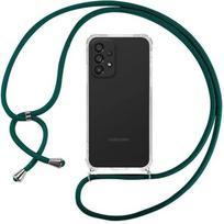 Case with Lanyard Necklace - Samsung - A73 5G - Shockproof TPU - Night Green - Flexible žalia