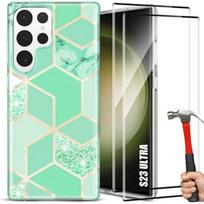 Case for Samsung Galaxy S23 Ultra, 2 Tempered Glasses - Slim and Stylish Protective Turquoise