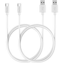 Pack of 2 cables for Tribit XSound Go 2.0/Xsound Surf - White USB-C Cable 1 Meter Phonillico balta