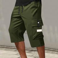 Men's Lace-up Sweatpants Men's Cargo Shorts Casual Pants L armijos žalia spalva