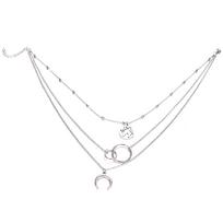 Women Multi-layer Moon Map Necklace Circle Multilayer Alloy Geometric Necklace Charm MIT sidabras