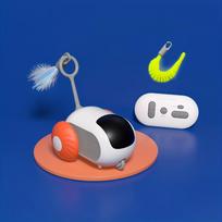 Nuotolinio valdymo elektrinis katės žaislas, išmanus interaktyvus persekiojimo automobilis, išmanus jutiklis, automatinis mobilus riedantis automobilio žaislas vidaus katėms, įkraunamas per USB oranžinė