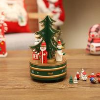 Christmas Ornaments Wooden Rotating Music Box Music Box Christmas Tree Decoration Children Gifts Gifts Carousel Musicbox L
