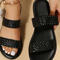 Metal woven summer slippers 35 juoda