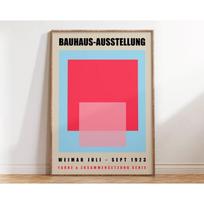 Bright Colourful Mid Century Bauhaus Wall Art Poster Geometric Canvas Prints Living Room Bedroom Artwork for Home Decor Gift 21cm×30cm NoFrame