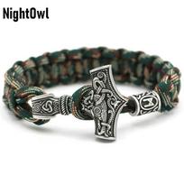 Cool 8 Inch Mens Nordic Norse Viking Thors Mjolnir Hammer Cuff Bracelet Men gray