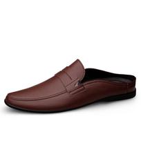 Slip on Half Shoes for Men High Quality Leather Casual Shoes Soft Italian Loafers Comfy Summer Fashion Moccasins Muller Shoes 37 ruda