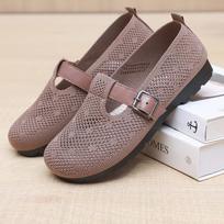 Women Lightweight Sports Shoelaces Hook and Loop Buckles Comfortable Casual Breathable Mesh Suitable for Walking Bean Shoes 38 kava