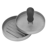 Round Hamburger Press Patty Maker Aluminum Alloy Burger Press Patty Mold for Meat Beef Camping 12cm gray