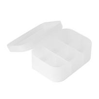 Stalinis kosmetikos organizatorius Plastikinis matinio skaidraus su dangteliu Makiažo laikymo dėžutė M dydžio miegamajam S Size 6 Compartments white