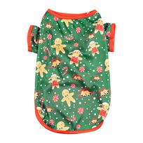 Dog Christmas Pullover Gingerbread Man Pattern Comfortable Polyester Pet Sweatshirt for Puppy M(for 4-6.5kg) žalia