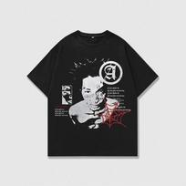Vintage Portrait Letter Print Fashion Hip Hop Short Sleeve Cotton T-Shirt Street S juoda