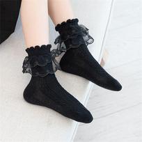 Autumn Kids Socks For Girls Lace Tutu Baby Cotton Princess Children's Girls Socks Fashion Ruffled Teenagers Sock 1-15Years 10-15Years(XL)