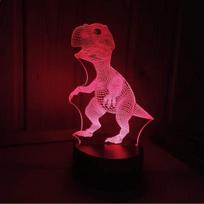 T-rex dinozaurų naktinis šviestuvas 3D efekto spalvas keičianti lempa