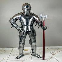 Gotikinis riterio šarvų kostiumas Viduramžių vokiečių riterio pilnas šarvų komplektas XV amžius Larp Cosplay Dekoracija Geriausia dovana gray