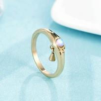 Cold Wind Opal Water Drop Ring Titanium Steel Electroplating Stacked Ring Women Ins Niche Accessories 6 white