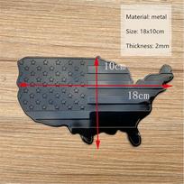 3d metal car sticker, usa map sticker, emblem, badge, auto parts, 18x10 cm, black