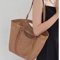 Lazy Casual Straw Basket Tote Bag for Women - Large Capacity Shoulder Underarm Handbag