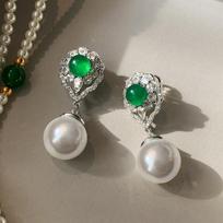 Zir*****pal pearl pendant earrings, retro temperament earrings, niche versatile high-end earrings.