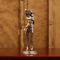Vintažinė žalvarinė bikini merginos skulptūra, retro figūrėlė, art deco stiliaus stalinė dekoracija, unikali biuro stalo dekoracija, kolekcionuojama dovana suaugusiam