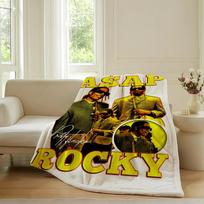 American rapper Asap Rocky Blanket For Sofa Office Bed Plane Travel Sleep Read Relax Camping Soft And Warm 30x40in