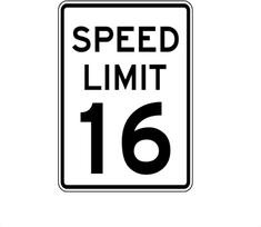 k1ERMUHEY Speed Limit 16 MPH Sign Slow Down Warning Traffic Driveway Yard White Black Metal Street  Inchaluminum 20x30cm（7.8x11.8inch）