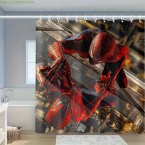 1 vnt. Marvel Žmogus-voras Dušo užuolaida su kabliukais - Poliesteris, Ryškiai raudonos ir juodos spalvos dizainas, Skalbiamas mašinoje, Idealiai tinka vonios kambariui 90x180cm black