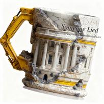 Someone Lied Demolition Mug, 3D Excavator Shape Ceramic Coffee Cup With Handle, Funny Construction Themed Novelty Gift For Home Daily Use One Size