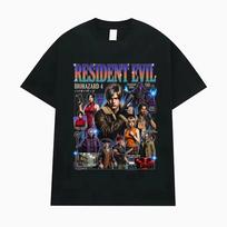 Resident Evil 4 Biohazard Full Character Collage Graphic Oversized T-Shirt Retro Horror Game Streetwear Women And Men T-shirts XXL beige