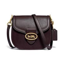 Coach Kat Pebble Grain Flap Leather Saddle Bag Women Shoulder Bag Burgundy 88263-B4OXB Basic Set (Bag+Dust Bag)