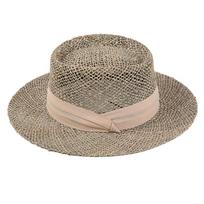 USPOP New women summer hats natural seaweed sun hats breathable wide brim beach hats female ribbon straw hats 56-58 CM balta