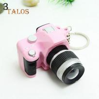 Cute Mini Digital Single Lens Reflex DSLR Camera Style LED Flash Light Keychain Suspension Trinket mėlyna