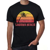Men’s Vintage Tee Shirt Graphic T Shirt Laguna Beach Sunset Deep Black XS juoda