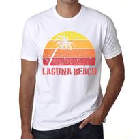 Men’s Vintage Tee Shirt Graphic T Shirt Laguna Beach Sunset White XS balta