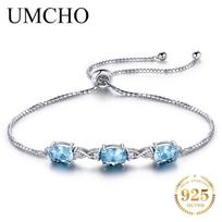 UMCHO Oval Sukurta Nano Blue Sapphire apyrankė dangaus mėlyna spalva