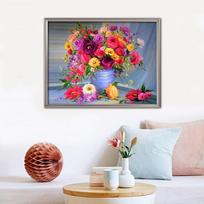 Pagal numerius Saulėgrąžų drobė Mozaikos tapyba Gėlės svetainės sienoms 20X30CM gray