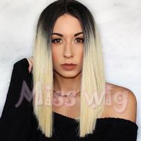 Madingas ponios perukas Ombre šviesiaplaukis perukas ilgas tiesus perukas, skirtas grožio moterims wig&wigcap auksas