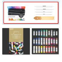 Mungyo Galerijos menininkų rankų darbo minkšta pastelė su piešimo rinkiniu (kelmai, švitrinis popierius, laikiklis) 30 spalvų rinkinys 30 Color Bundle beige