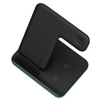 VAORLO 4IN1 belaidis įkroviklis skirtas iphone 12 12pro 12mini 15W greitas įkrovimas su RGB lempute, skirtas iphone 13 13pro 13mini telefono dokui juoda