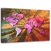 Canvas print, Pink vintage world map 60x40 įvairiaspalvis