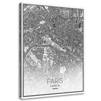 Canvas print City map Paris 40x60 balta/juoda