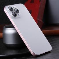 Prabangus aliuminio metalinis buferis matinis skaidrus telefono dėklas, skirtas iPhone 14 13 12 Pro Max fotoaparato apsauga, atspari smūgiams kompiuterio galinis dangtelis for iphone 13 pro rožinė