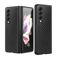 Luxury Carbon Fibre Hard Pc Slim Phone Case For Samsung Galaxy Z Fold 3 5g Shockproof Cover With Screen Protector For Samsung Z Fold 3
