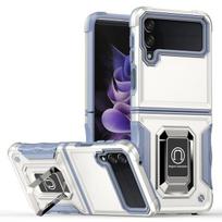 For Samsung Galaxy Z Flip 4 Shockproof Tpu Bumper Cover Ring Stand Coque Fundas Protective Shell For Galaxy Z Flip 4 For Galaxy Z Flip 4 balta