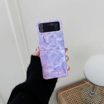 For Samsung Galaxy Z Flip 4 Case Purple Wristband Skin Sensation Flip Phone Case For Samsung Z Flip 3 Shockproof Hard Back Cover Samsung Z Flip 3