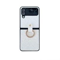Skirtas Samsung Galaxy Z Flip 4 Case Z Flip 3 5g Luxury Bling Glitter Ring laikiklis, atsparus smūgiams, kieto kompiuterio apsauginio dangtelio priedai For Galaxy Z Flip 4 balta